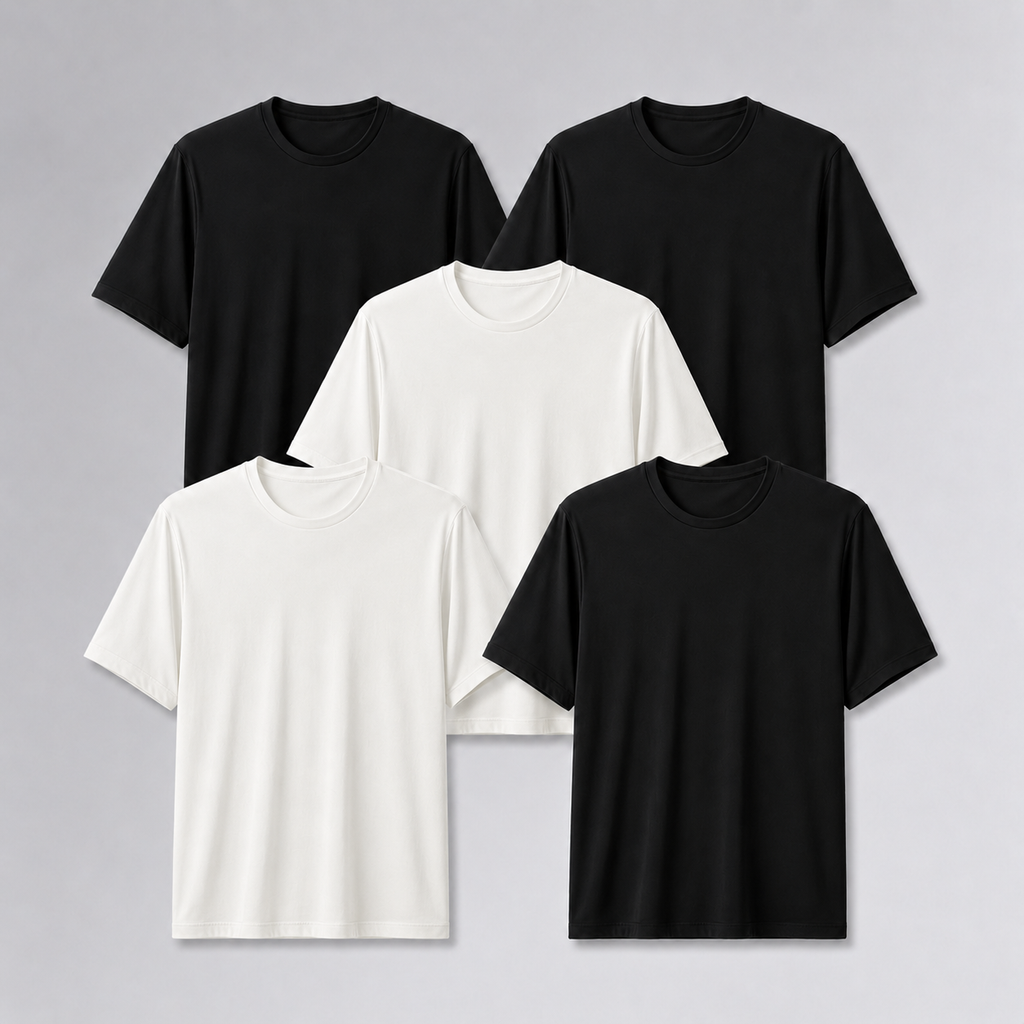 Kit 5 Camisetas Tech - 3 Pretas e 2 Brancas