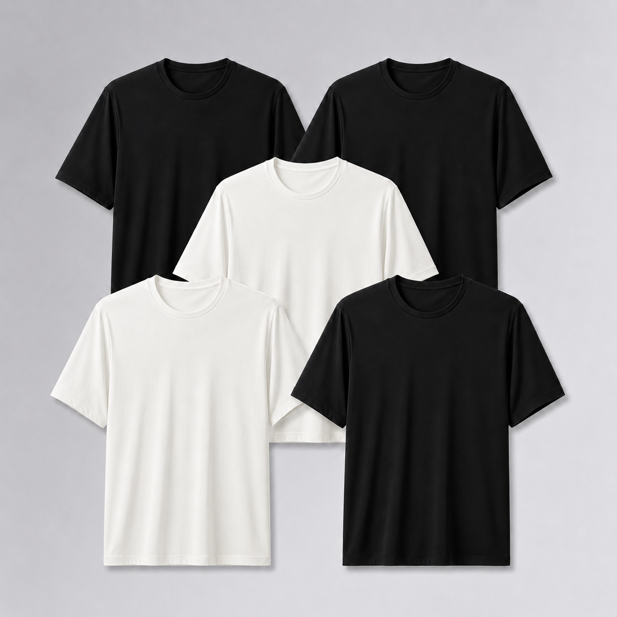 Kit 5 Camisetas Tech - 3 Pretas e 2 Brancas